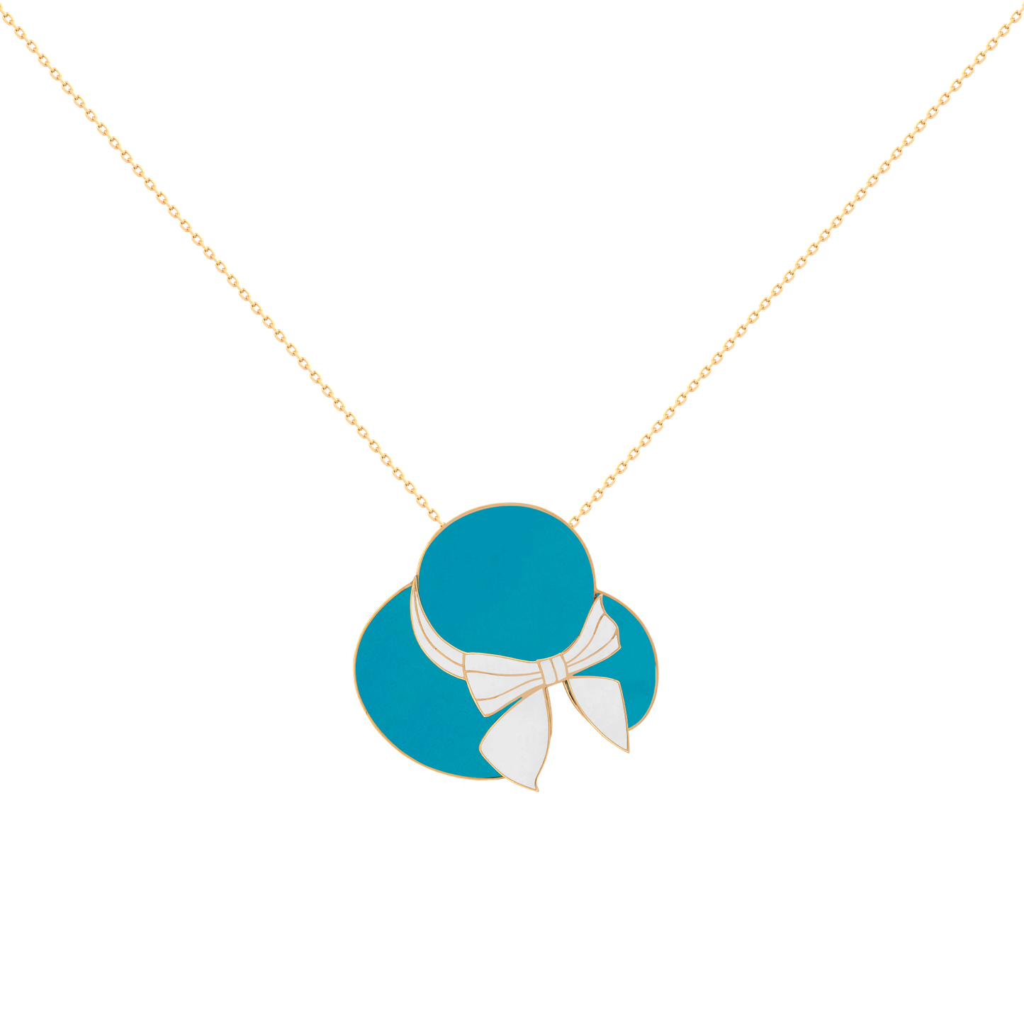 18k Gold Enamel Necklace – Blue Color Hat