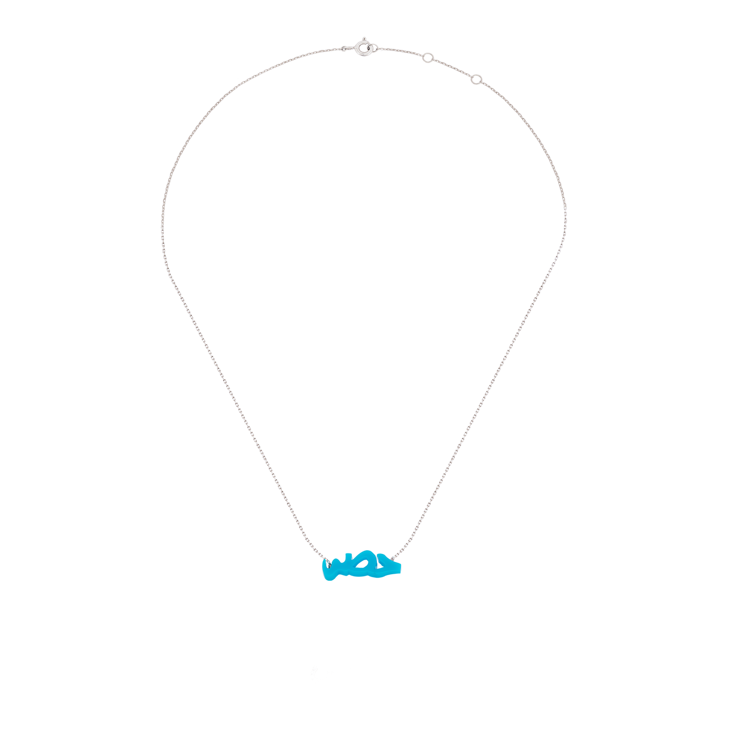18K Turquoise Color Calligraphic Statement Necklace