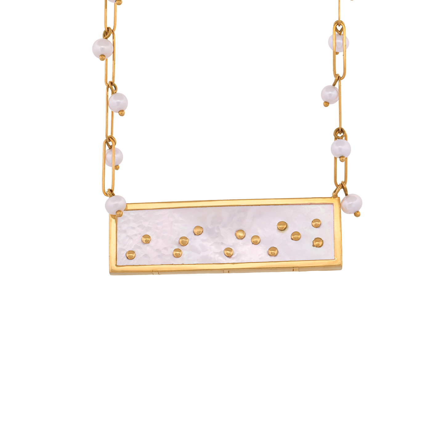 The "Bhebak Ya Lebnan" Mother-of-Pearl Bar Necklace