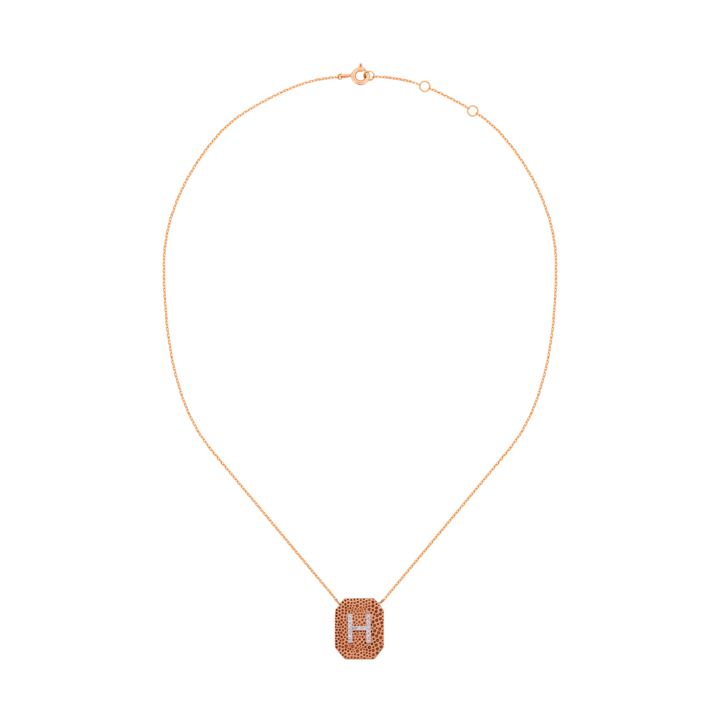 18K Rose Gold "H" Initial Pendant