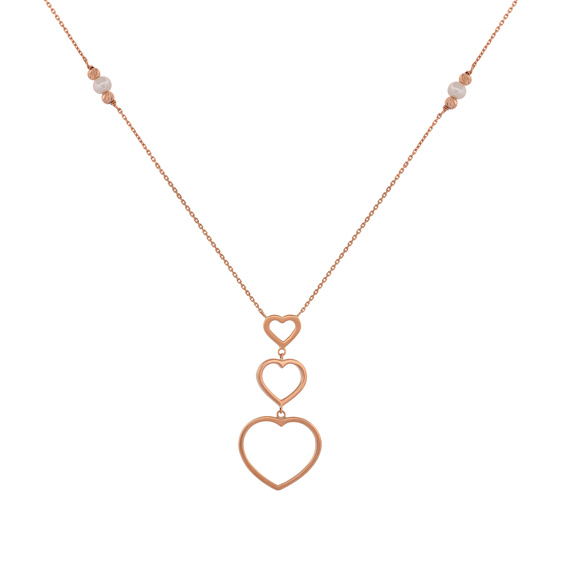 18K Rose Gold Open Heart Pendant Necklace