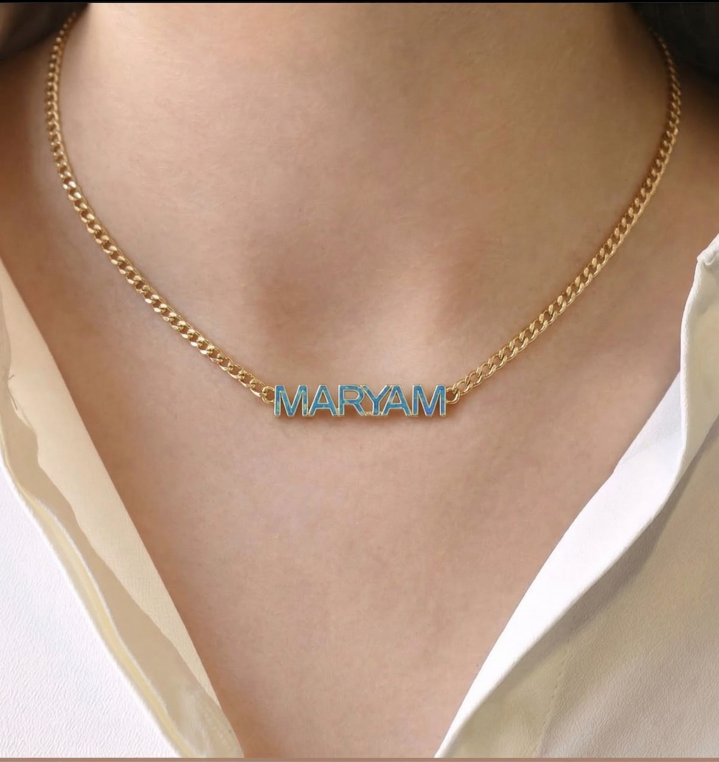 18K The "Maryam" Enamel Colored Nameplate