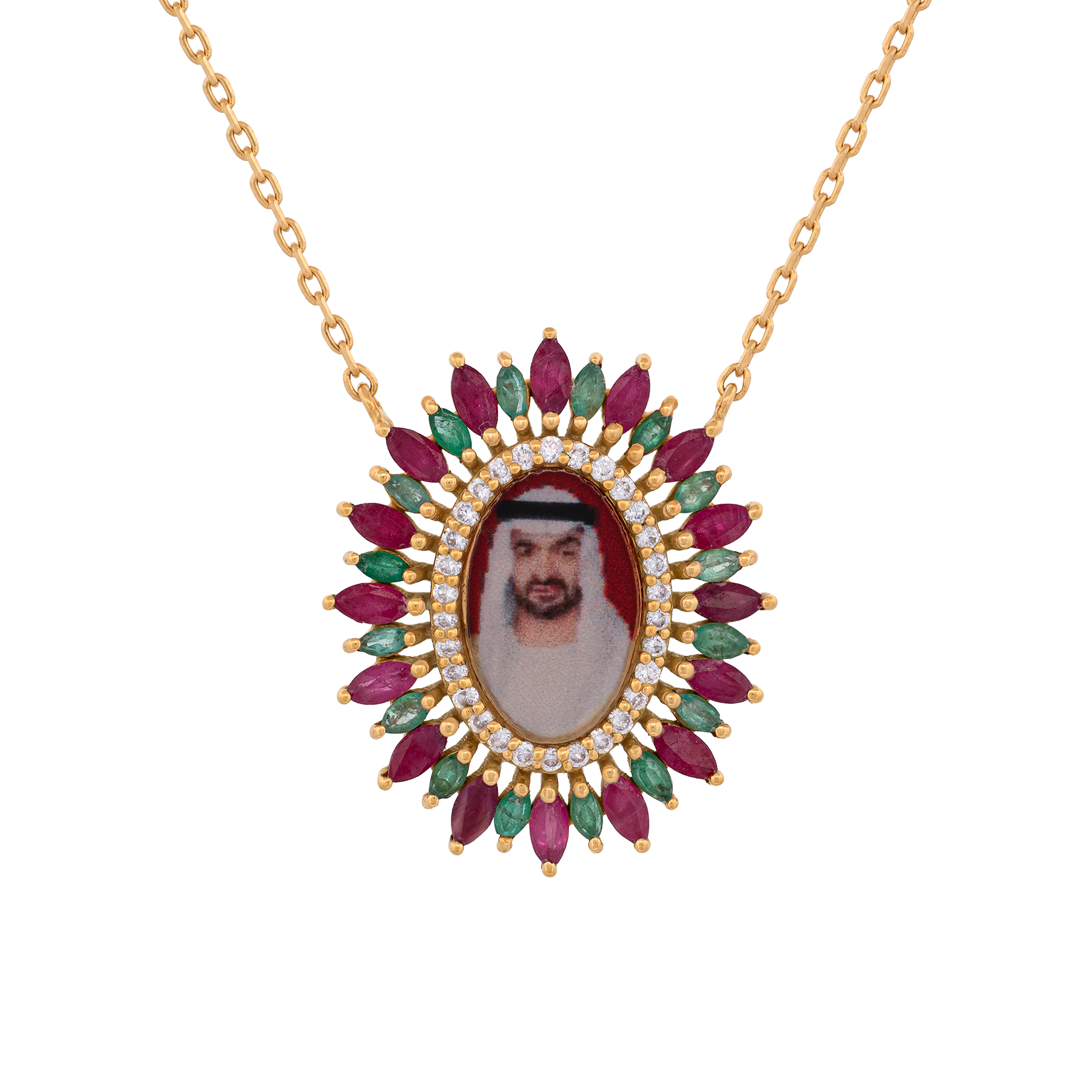 18K Gold Royal Portrait Pendant