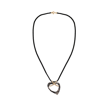 18K Gold, Pavé-set diamond Heart Stone Pendant Necklace