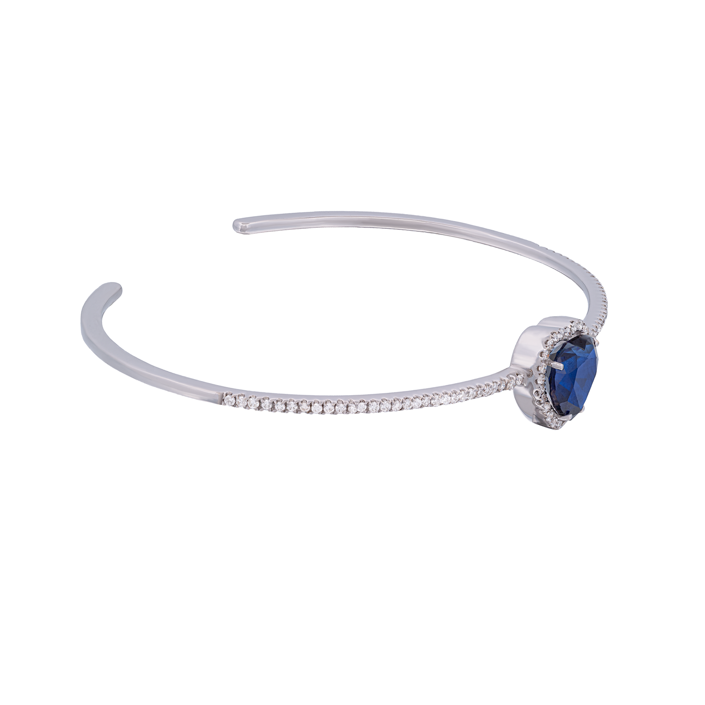 18K White Gold Heart Stone Bracelet