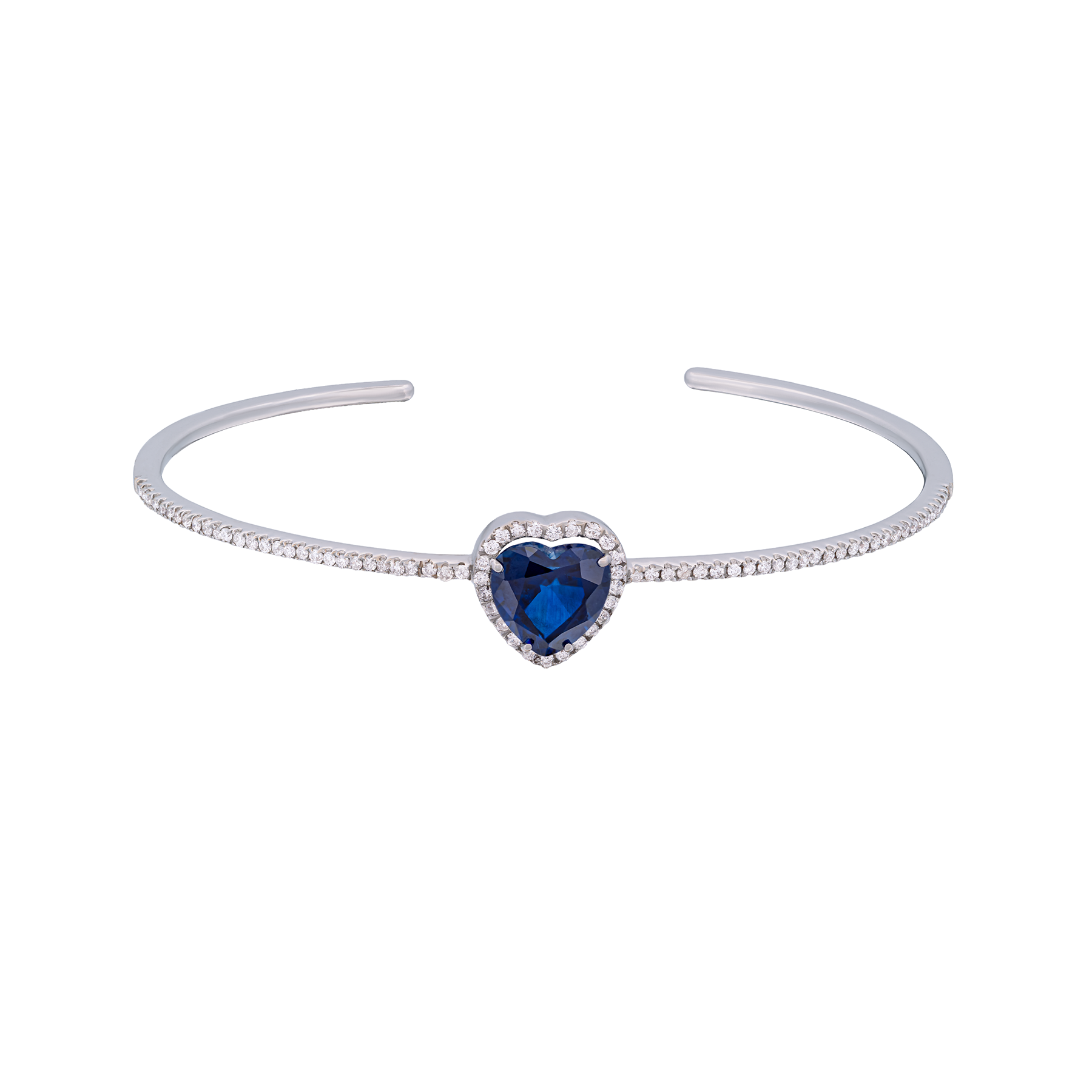 18K White Gold Heart Stone Bracelet