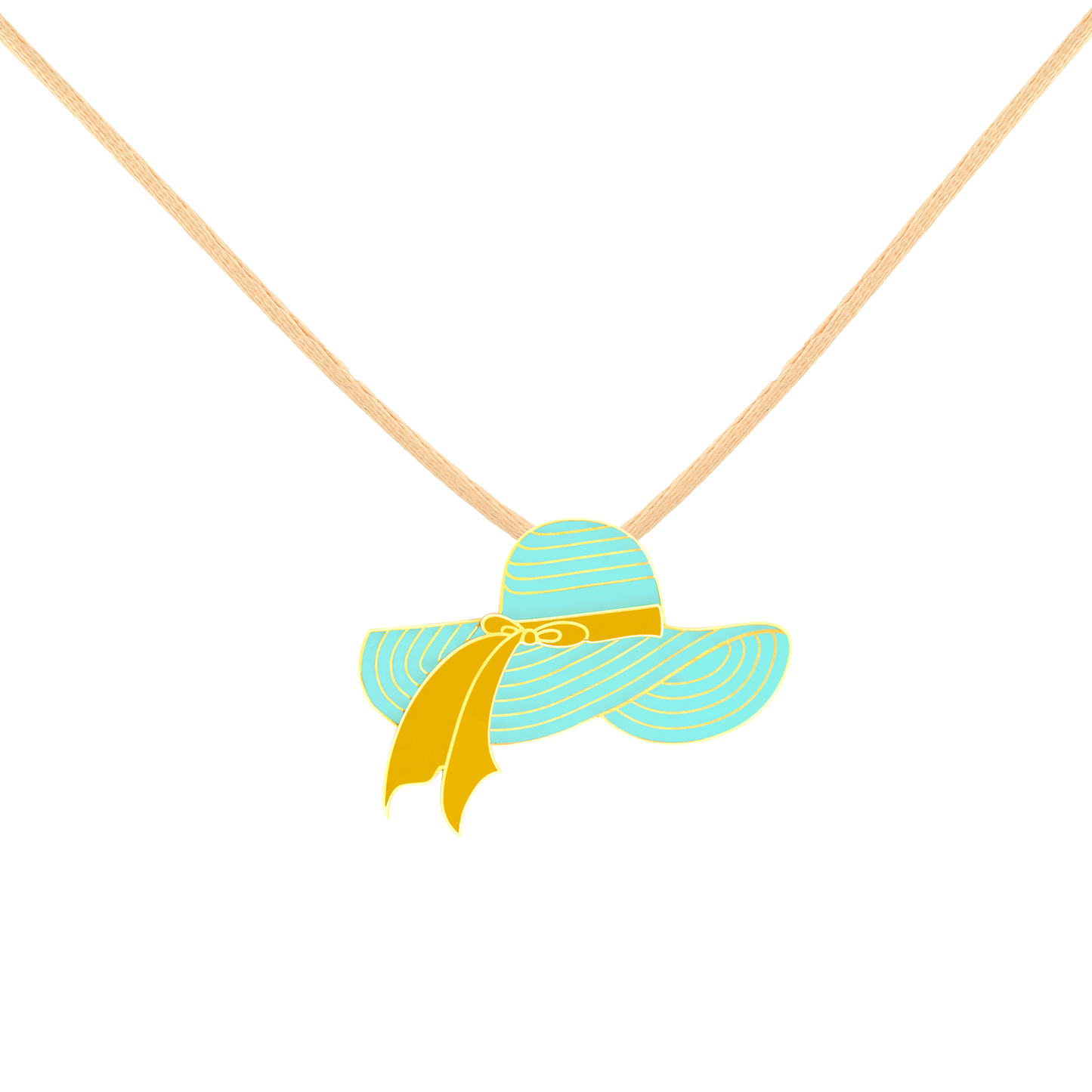 Necklace 18k Gold with Enamel  - Green Color Hat