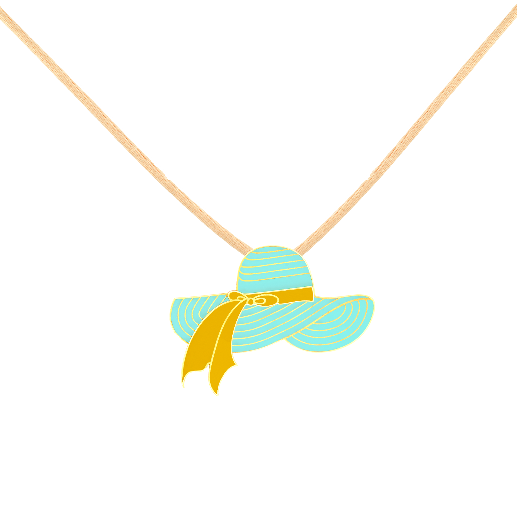 Necklace 18k Gold with Enamel  - Green Color Hat