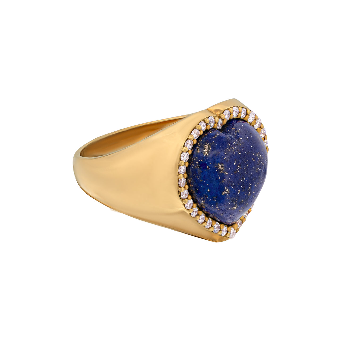 18K Gold Heart Cut Lapis Ring