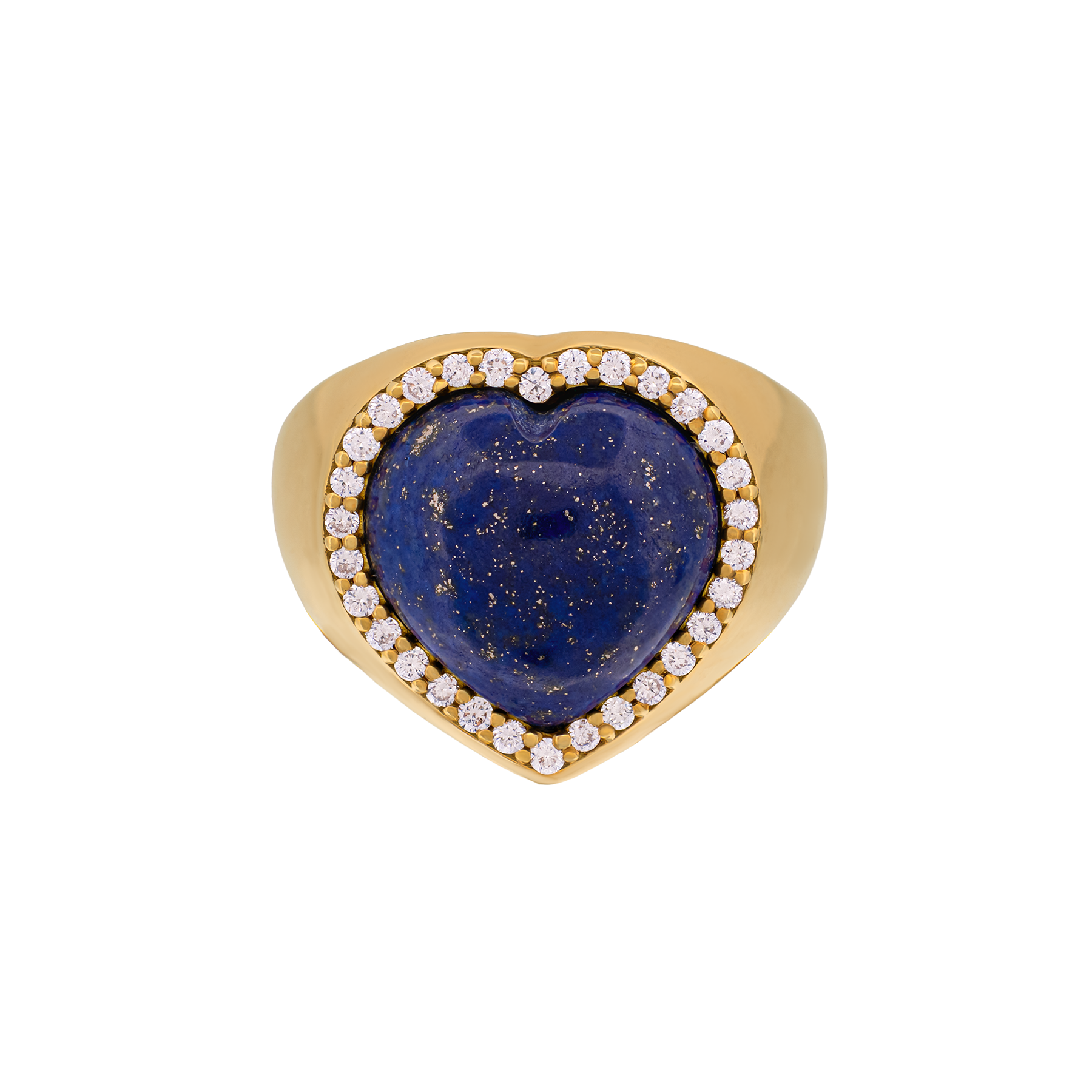 18K Gold Heart Cut Lapis Ring