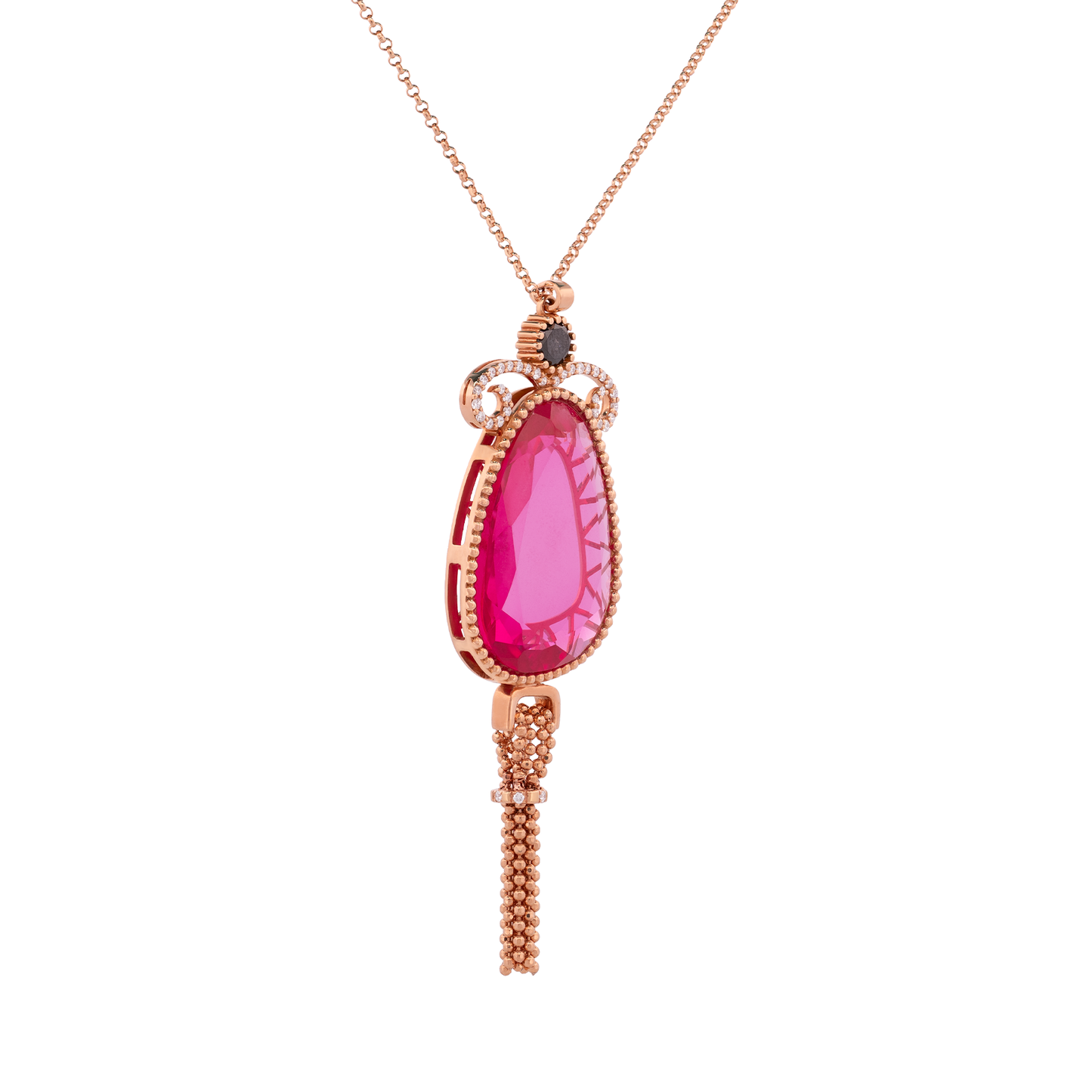 18K Gold Pendant  with Large Red Stone