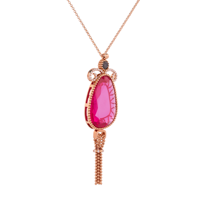 18K Gold Pendant  with Large Red Stone