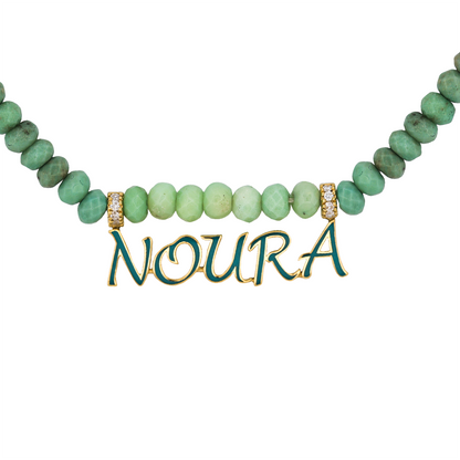 The "Noura" Chrysoprase &amp; Enamel Statement Necklace