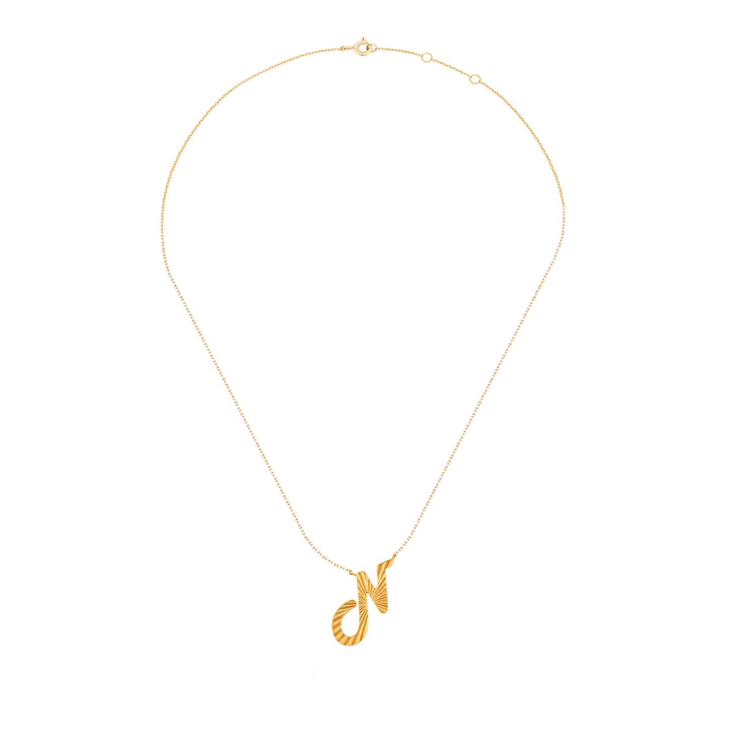 18K Sunburst Calligraphy "N" Pendant