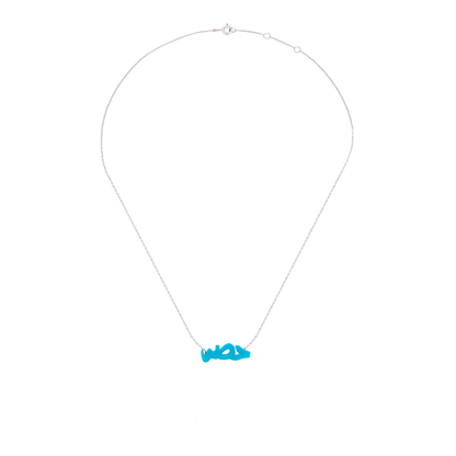 18K Turquoise Color Calligraphic Statement Necklace