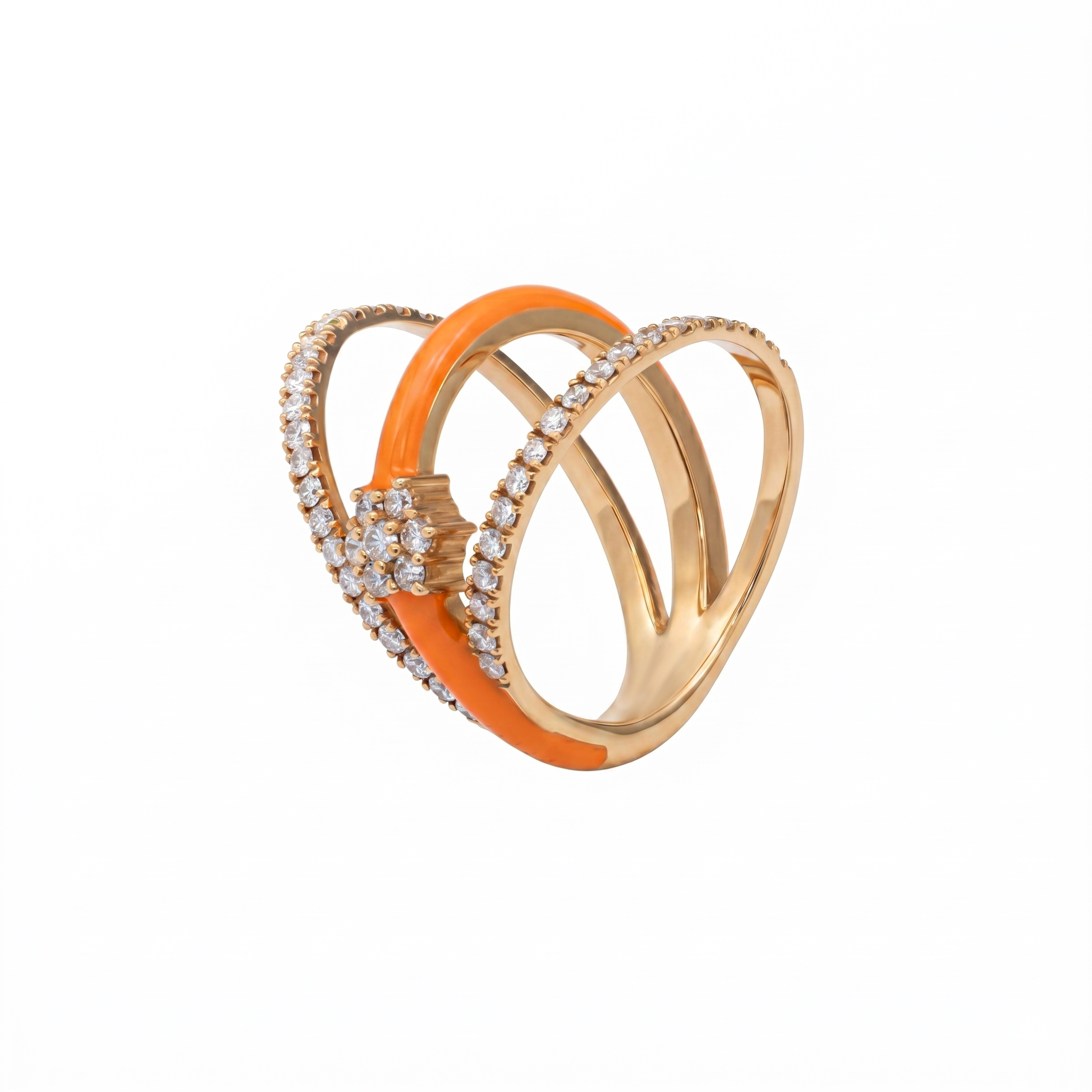 The Orange Enamel Diamond Ring