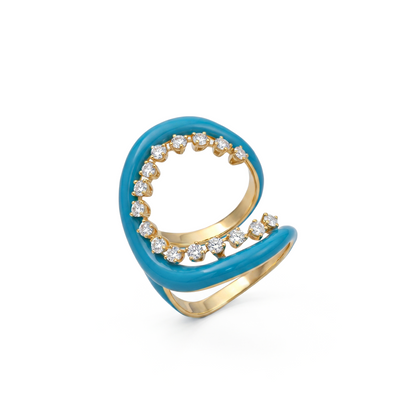 The Turquoise Enamel Diamond Ring