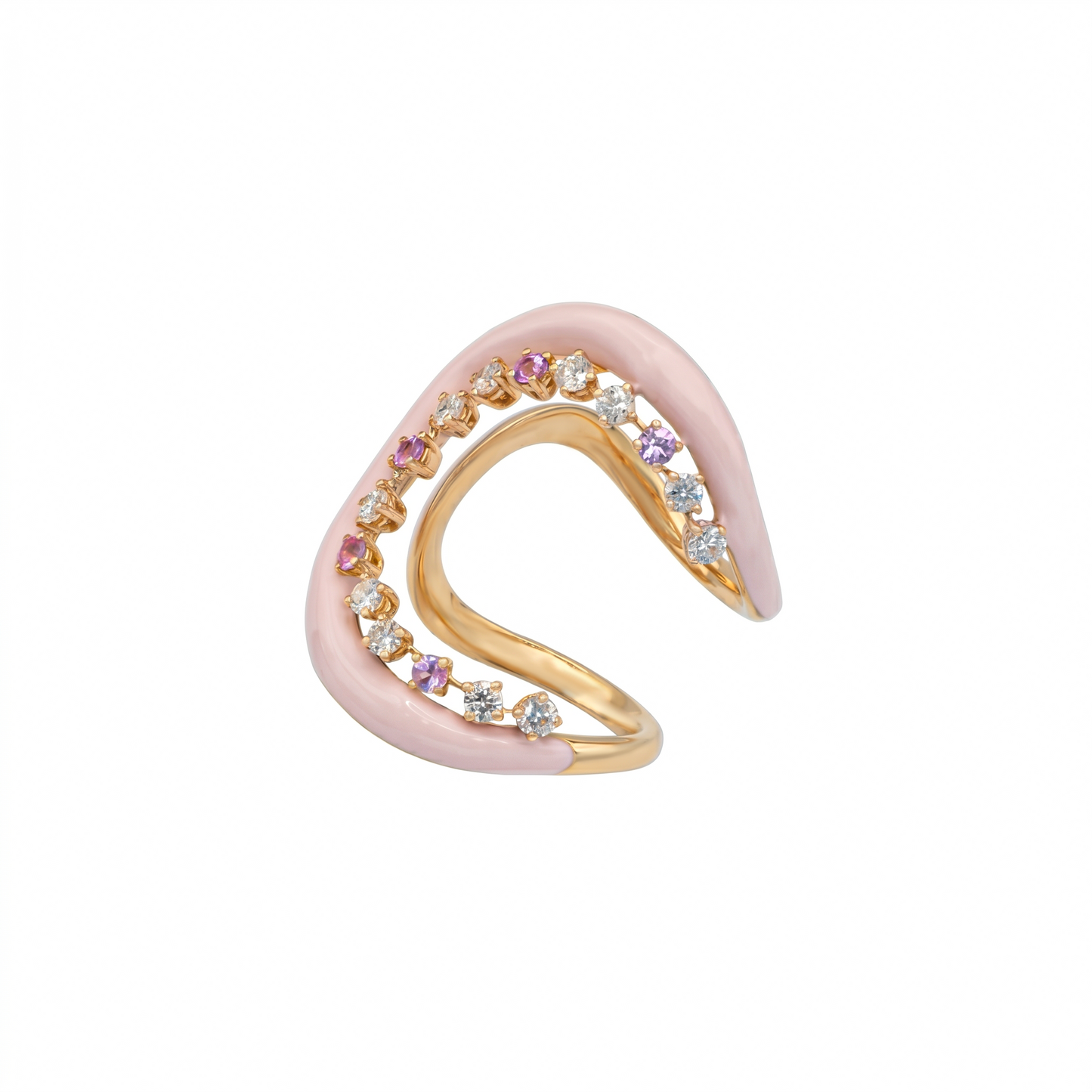 The Blush Pink Enamel Diamond Ring
