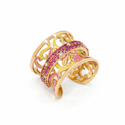 The Filigree Enamel & Stone ring