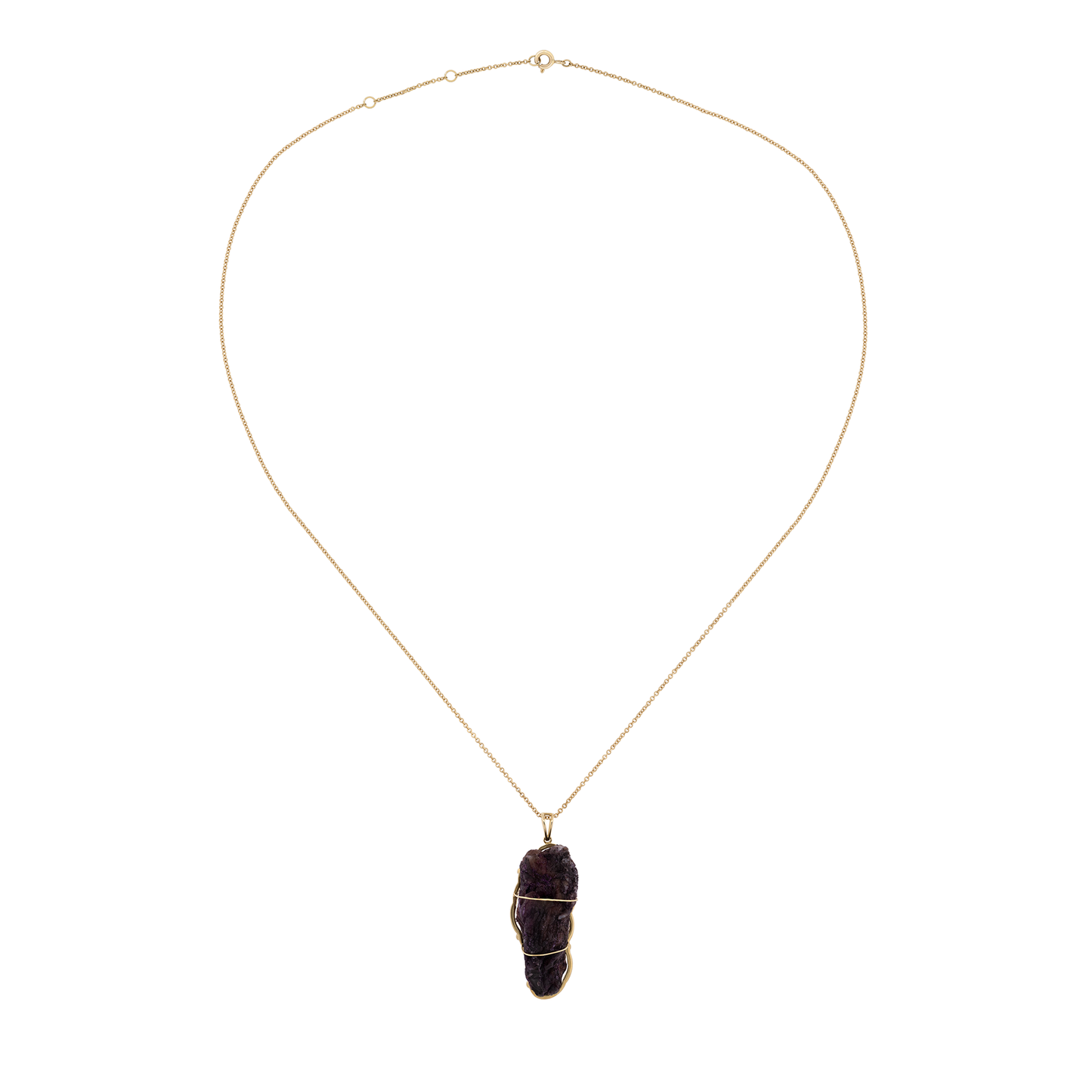 18K Gold Pendant with Moss Agate & Sapphire