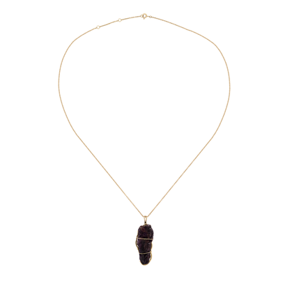 18K Gold Pendant with Moss Agate & Sapphire