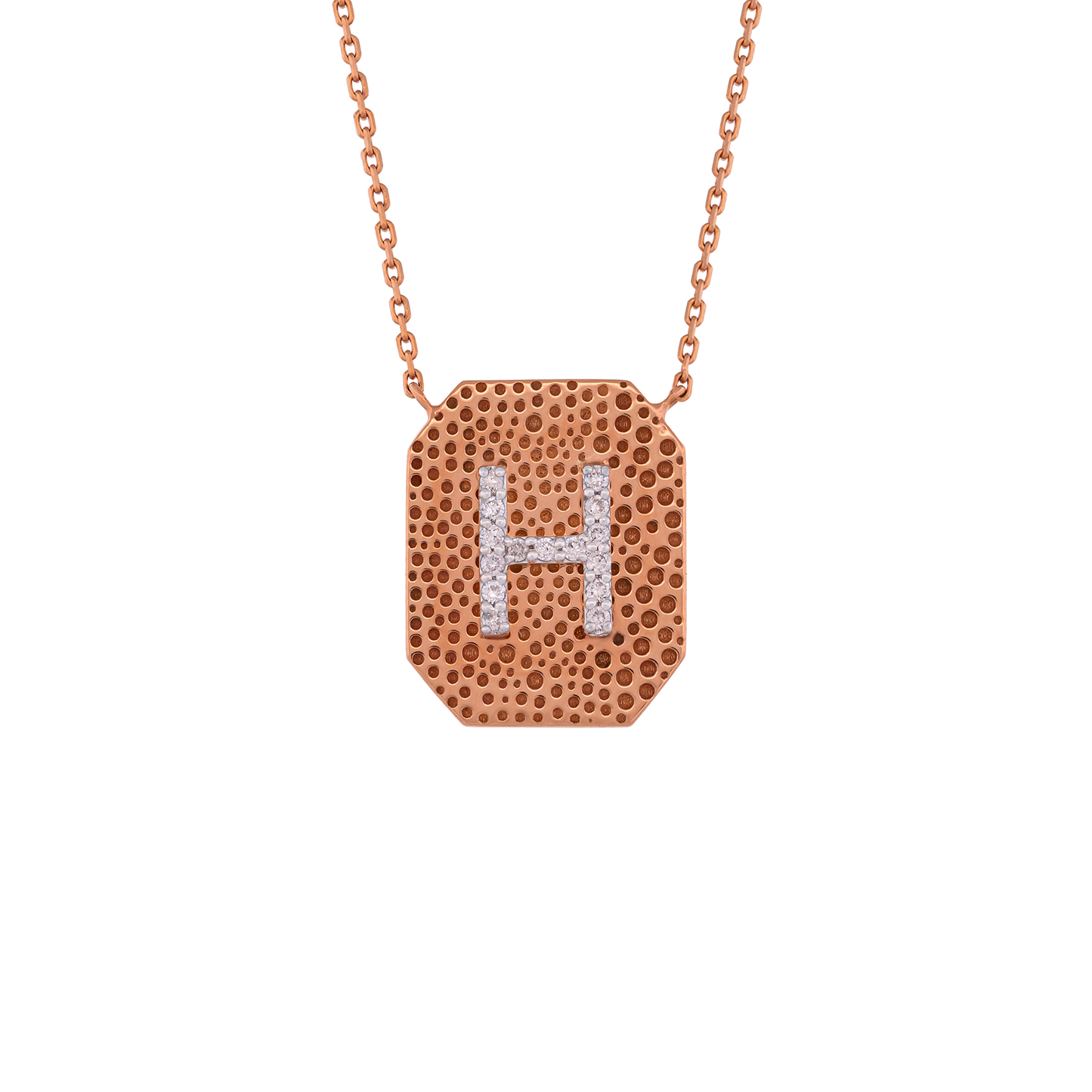 18K Rose Gold "H" Initial Pendant