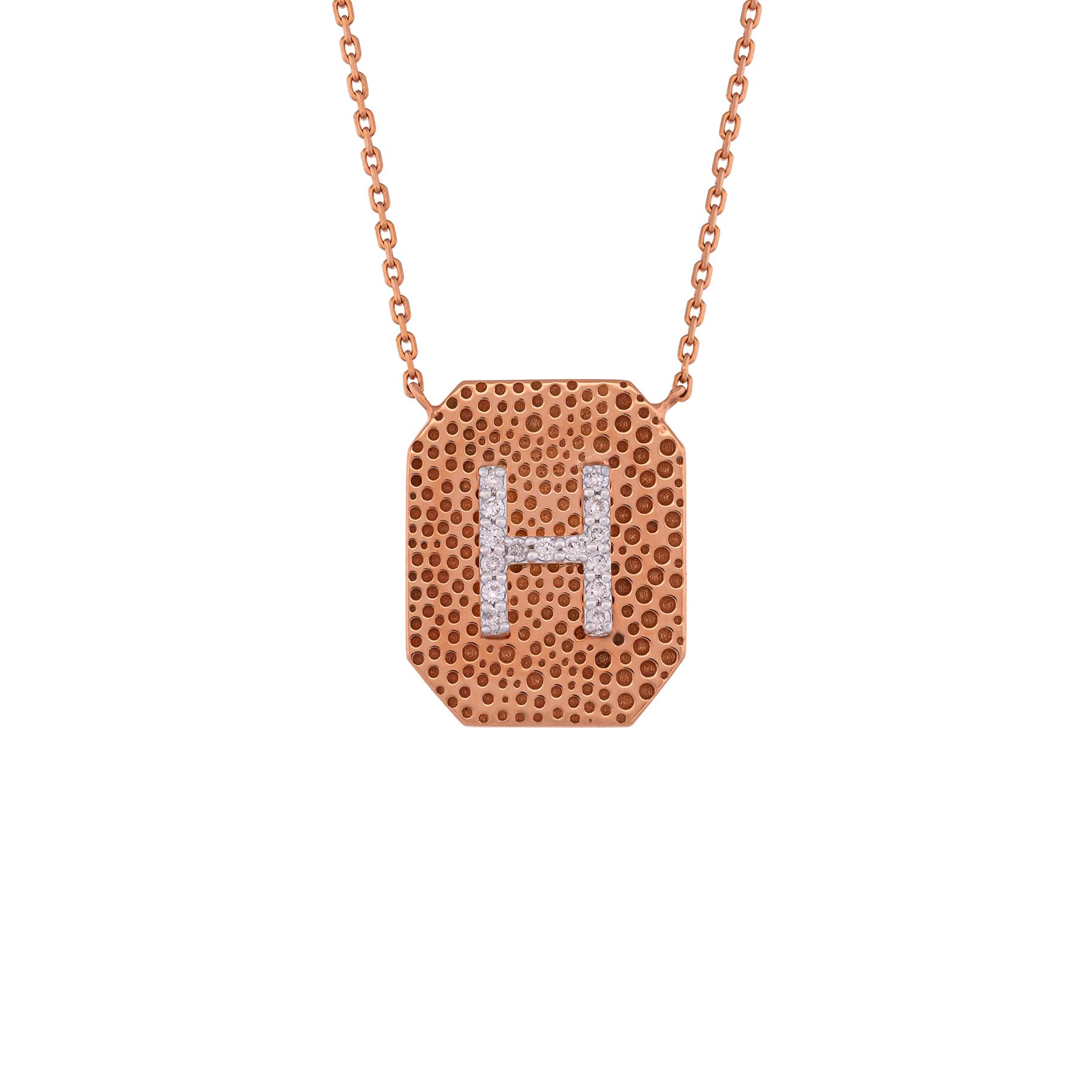 18K Rose Gold "H" Initial Pendant