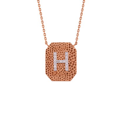 18K Rose Gold "H" Initial Pendant