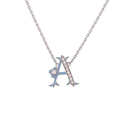 The "A" Floral Pavé Initial Pendant