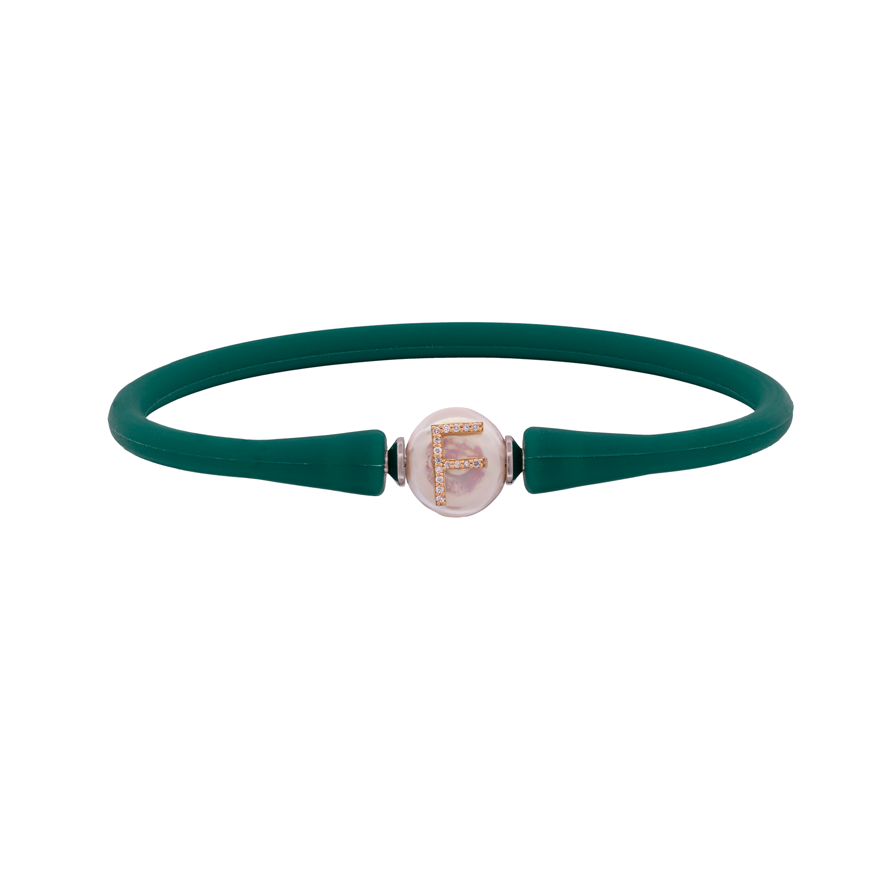 Mother of Pearl & Gold "F" Initial with Diamonds Bracelet