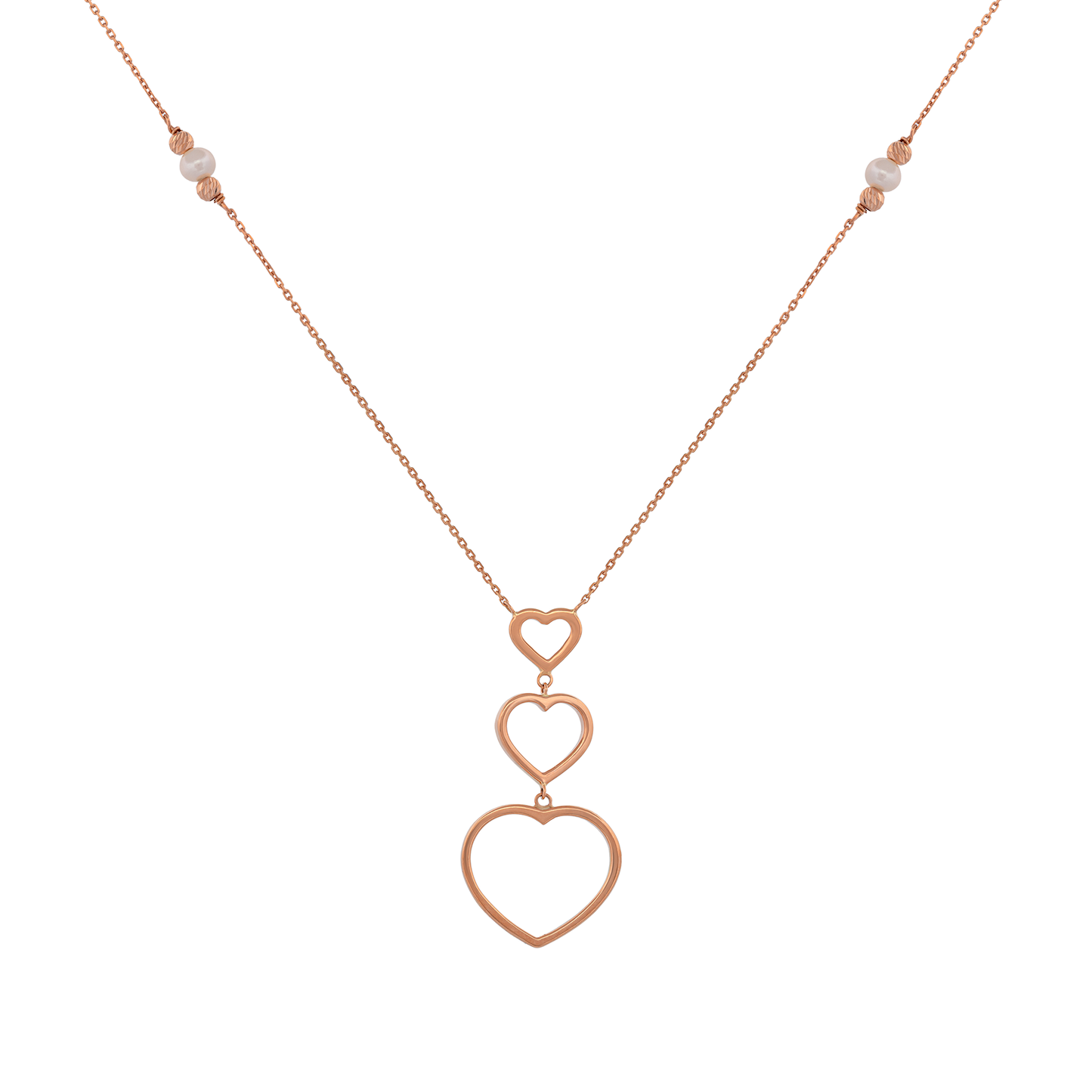 18K Rose Gold Open Heart Pendant Necklace
