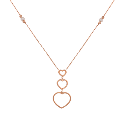 18K Rose Gold Open Heart Pendant Necklace