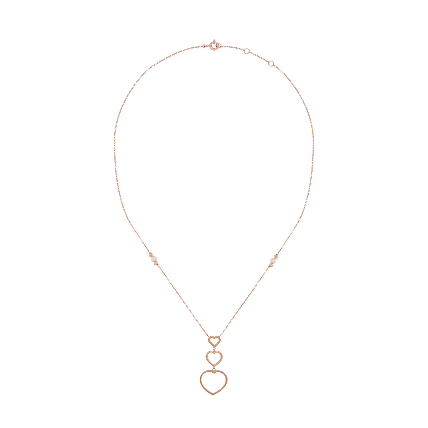 18K Rose Gold Open Heart Pendant Necklace