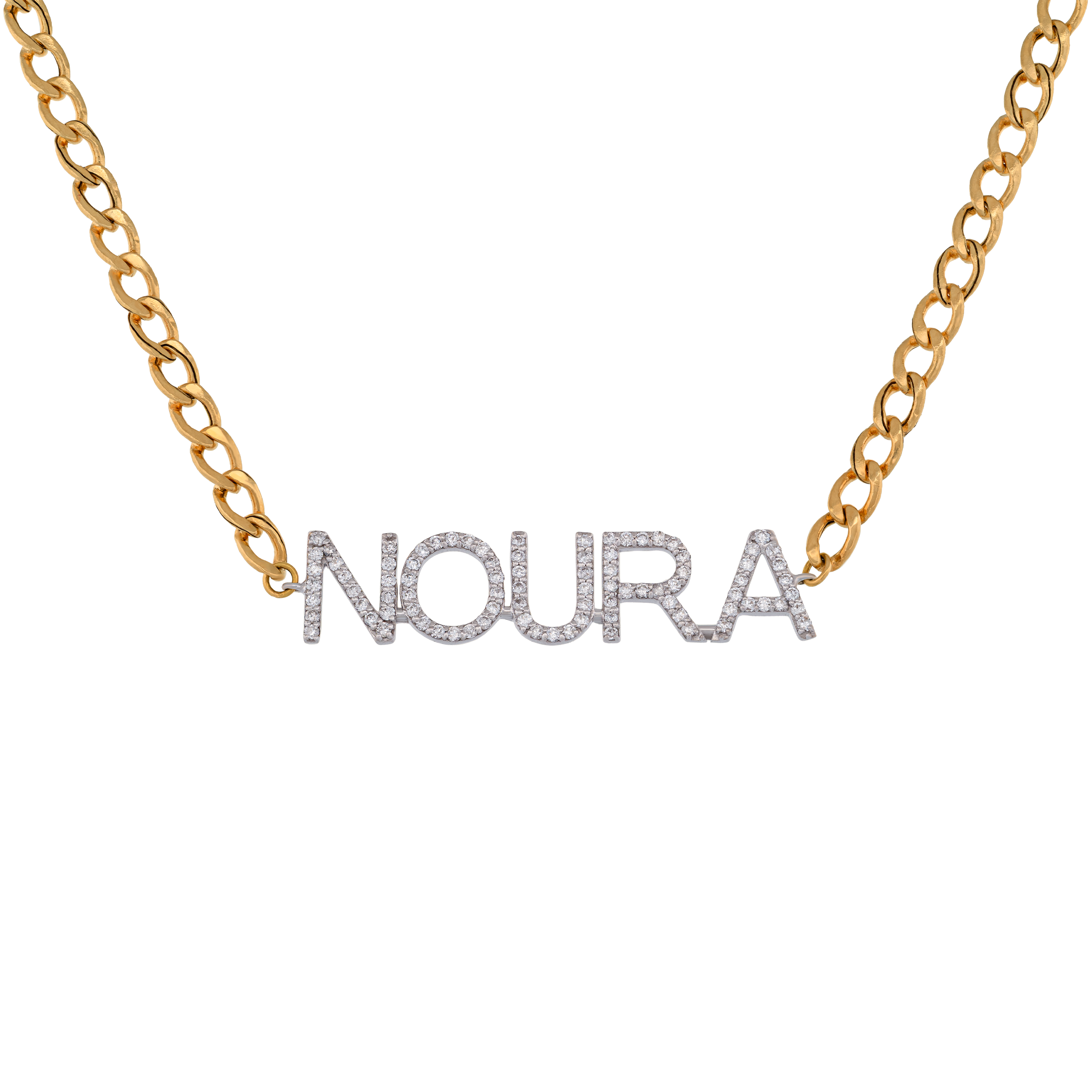 18K Gold Personalized Name Pendant  with Diamonds