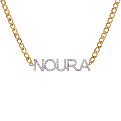18K Gold Personalized Name Pendant  with Diamonds