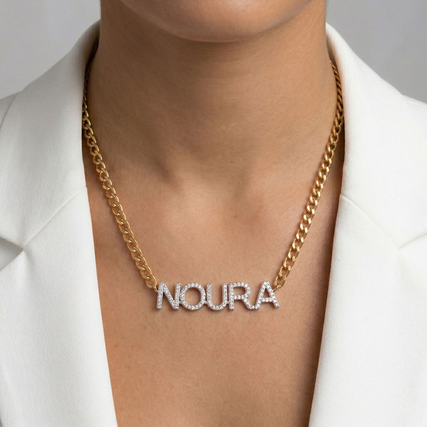 18K Gold Personalized Name Pendant  with Diamonds