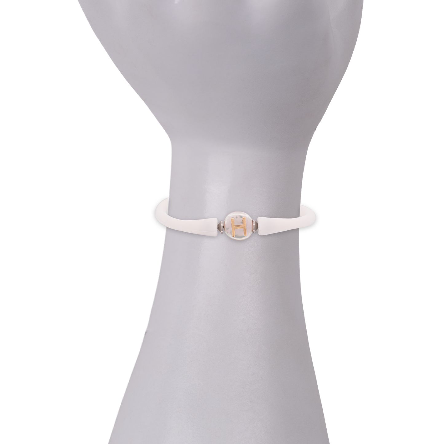 Mother of Pearl & Gold "H" Initial Bracelet