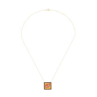 18K Yellow Gold Abstract Bird Enamel Pendant Necklace