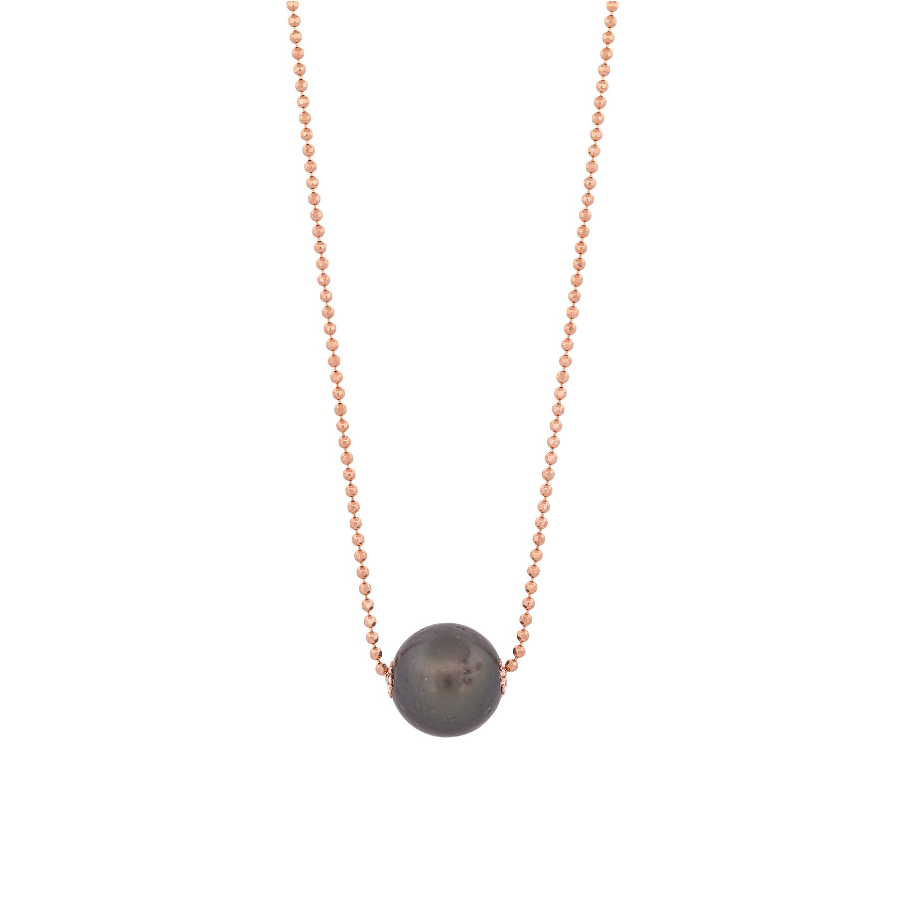 18K Rose Gold, Pearl & Diamond Necklace