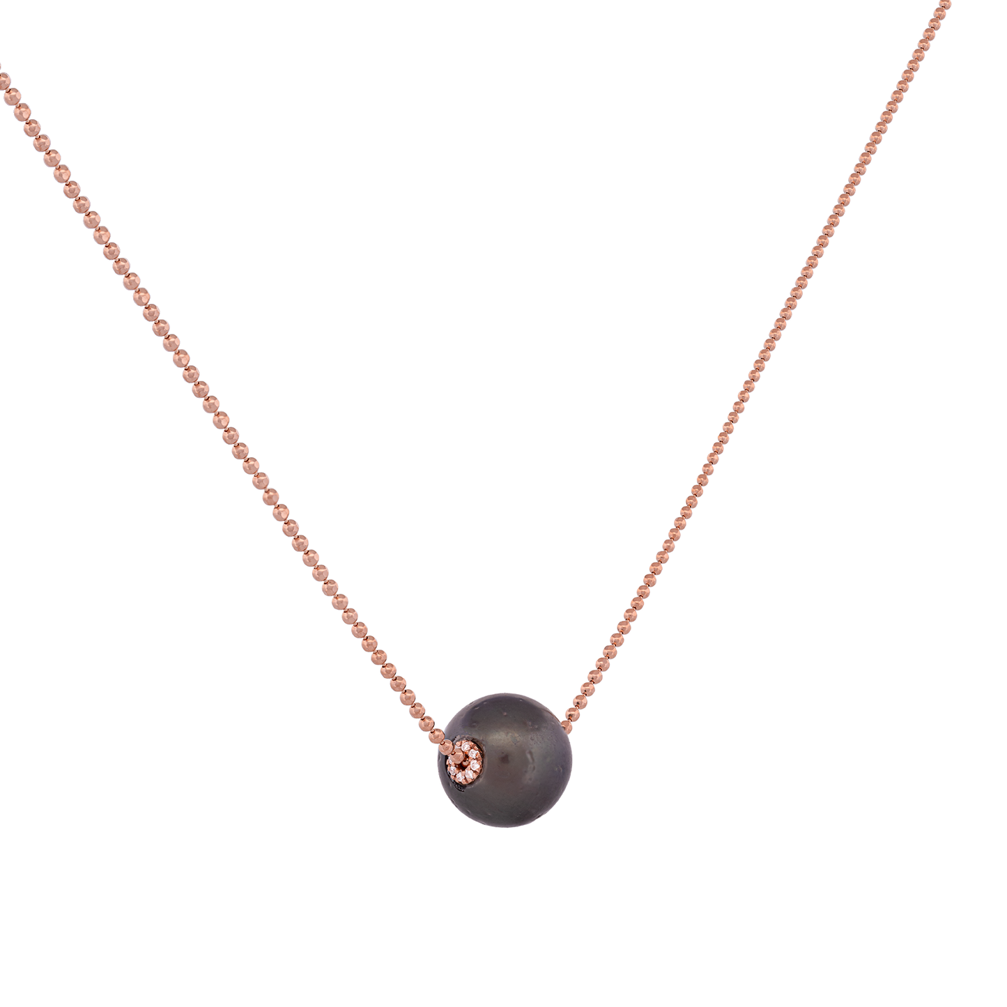 18K Rose Gold, Pearl & Diamond Necklace