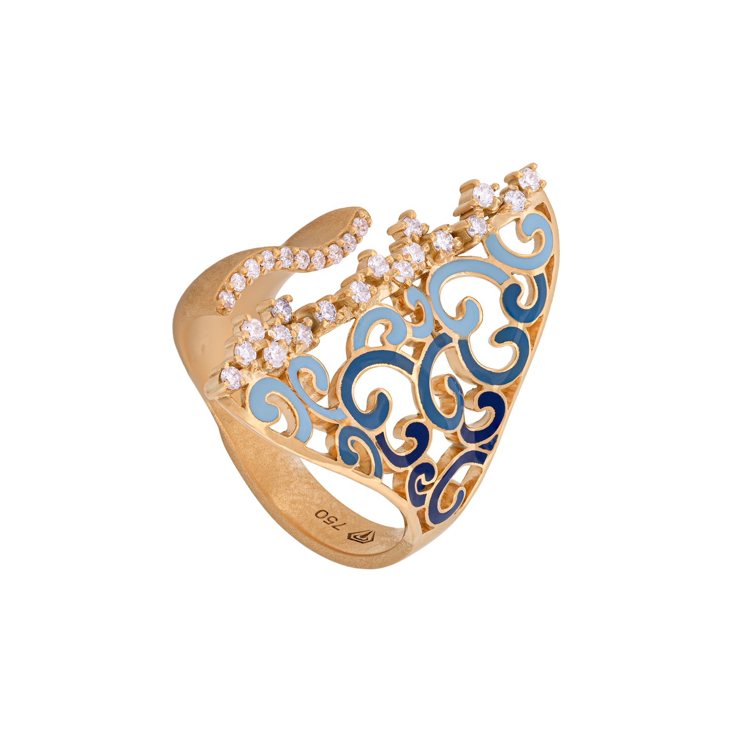 The Oceanic Filigree Diamond Crest Ring