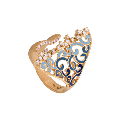 The Oceanic Filigree Diamond Crest Ring