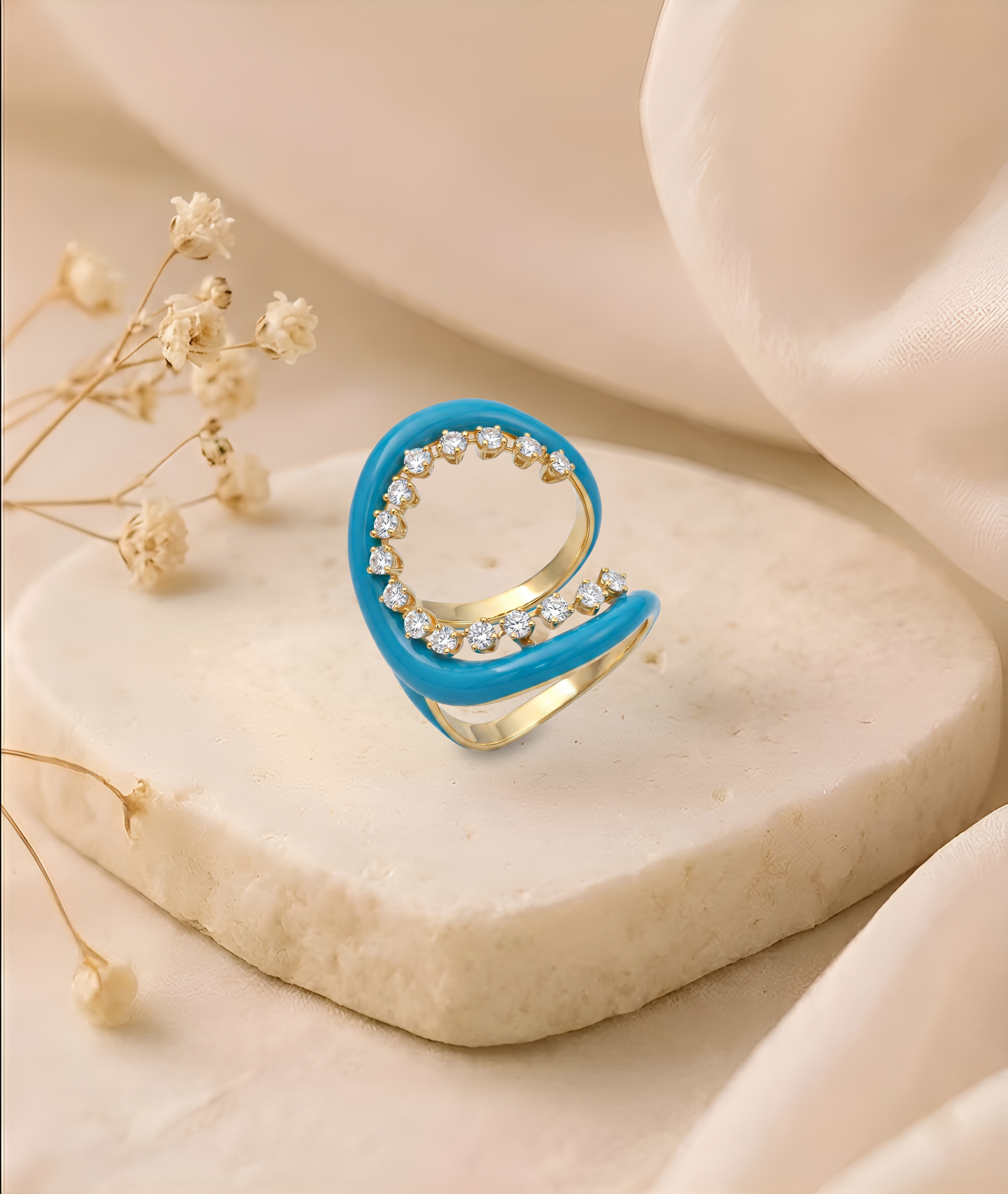 The Turquoise Enamel Diamond Ring